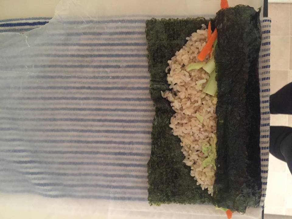 STEP 4: After that make sure to re align the towel, wax paper sheet, and Nori Sheet as shown above. 