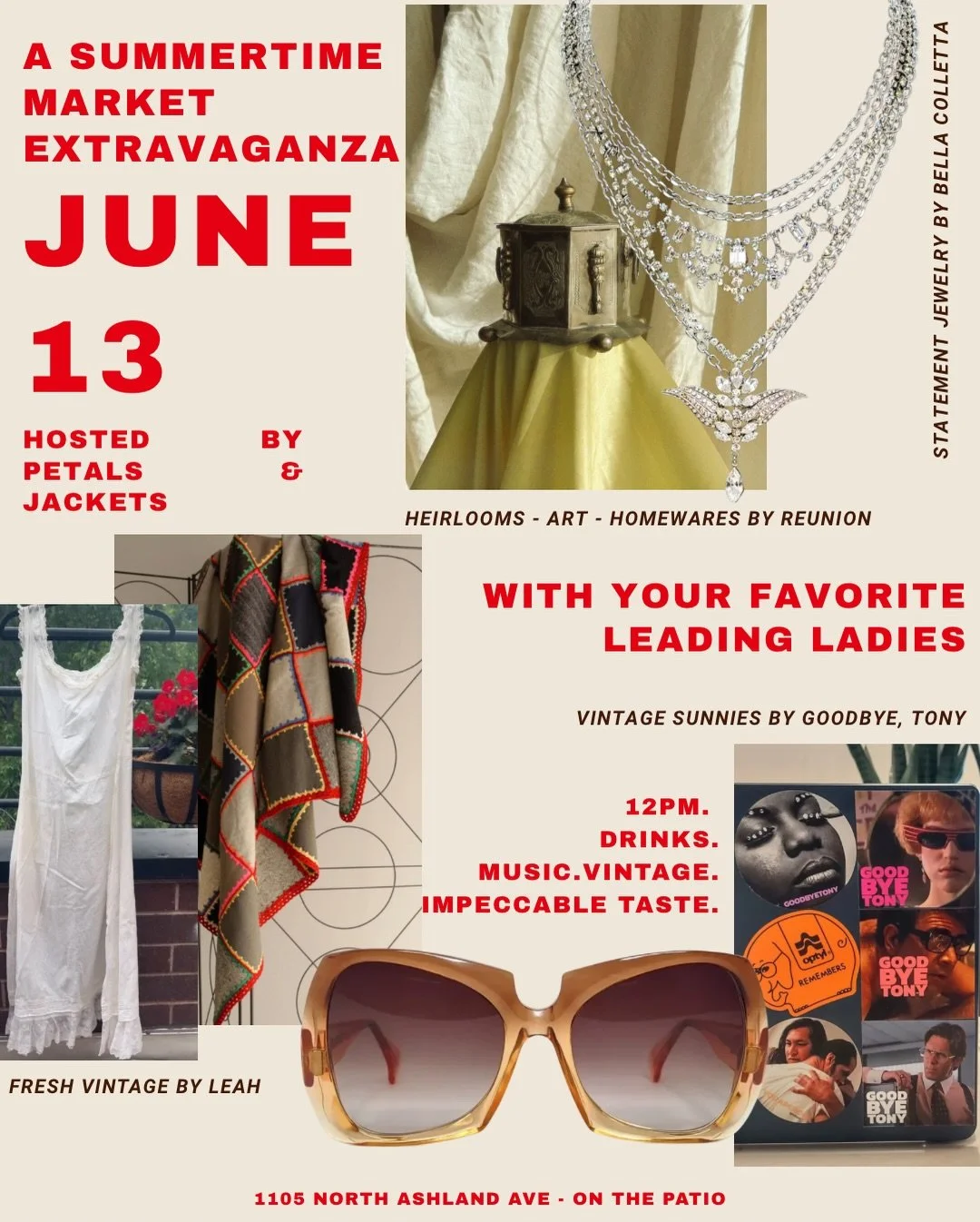 Chicago! Reunion is popping up @petalsandjackets !! alongside @bella_colletta &amp; @goodbyetony_ !! Saturday June 13 !! 
Your first chance to shop Reunion in person !! Can&rsquo;t wait to see old faces and meet new ones !!