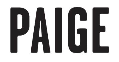 Text that reads 'PAIGE' in bold black letters on a white background.