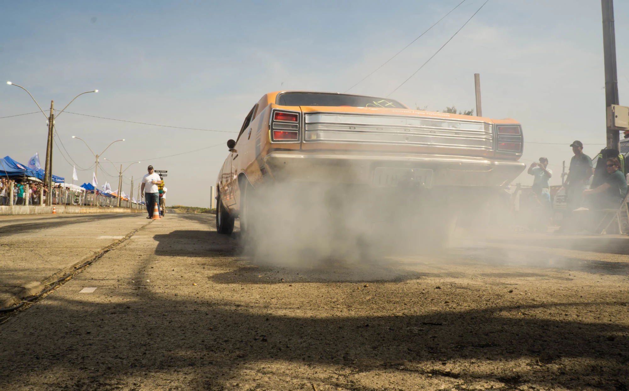 Car Performing Burnout Seen From Rear