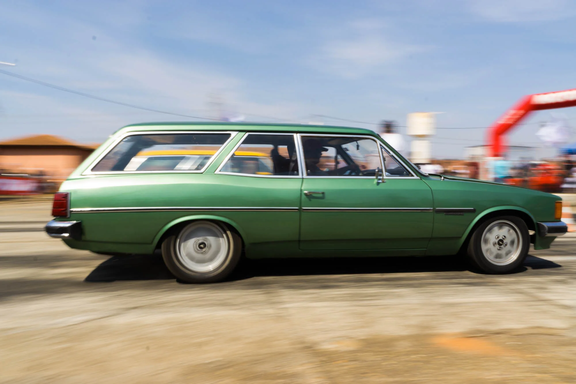 Green Drag Car Launching