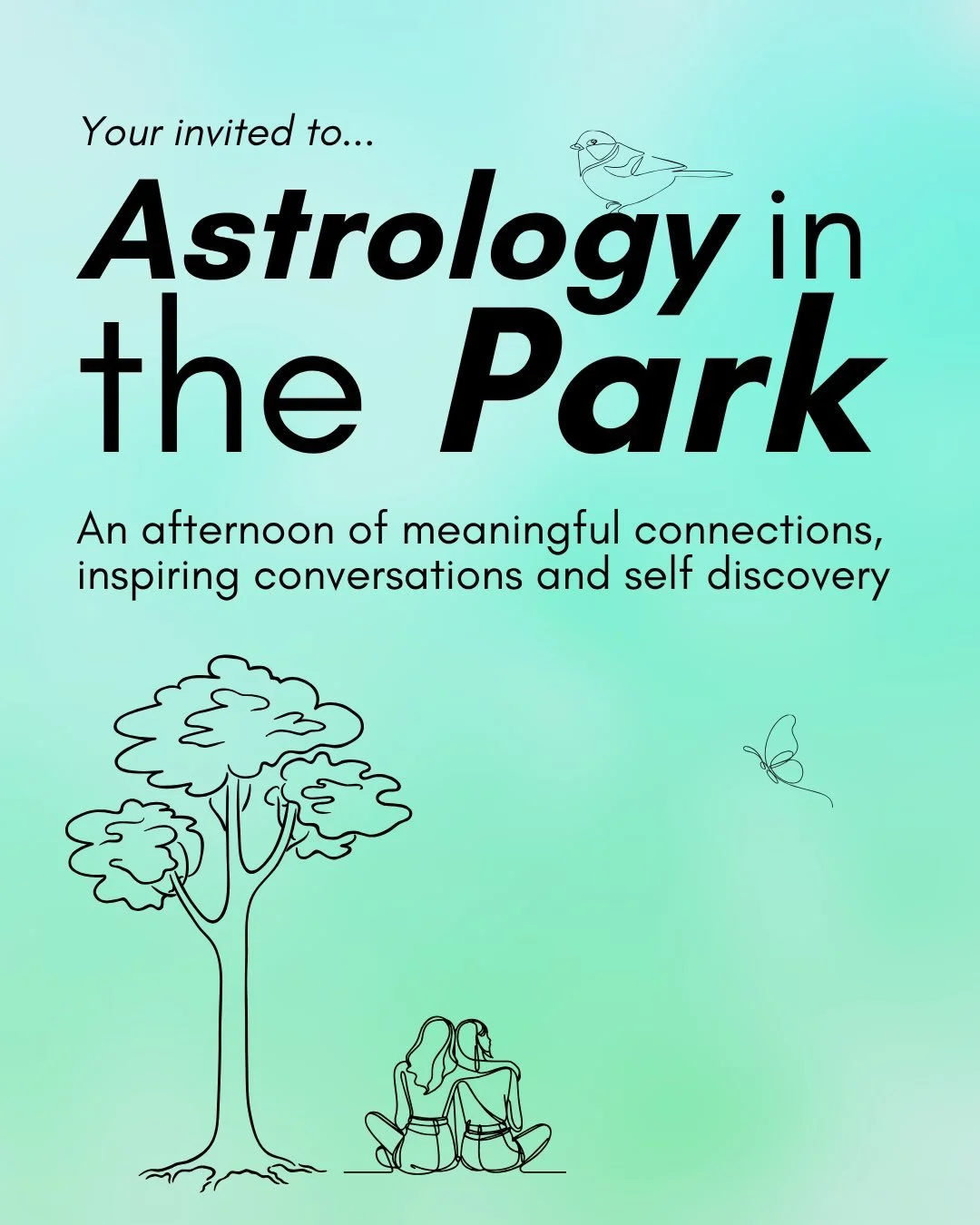 🥁 Your invited to 🌟Astrology in the Park🌟

An afternoon of meaningful connections, inspiring conversations and self discovery.

You&rsquo;ll leave with...a deeper understanding of yourself and your birth chart, insights you can actually apply to y