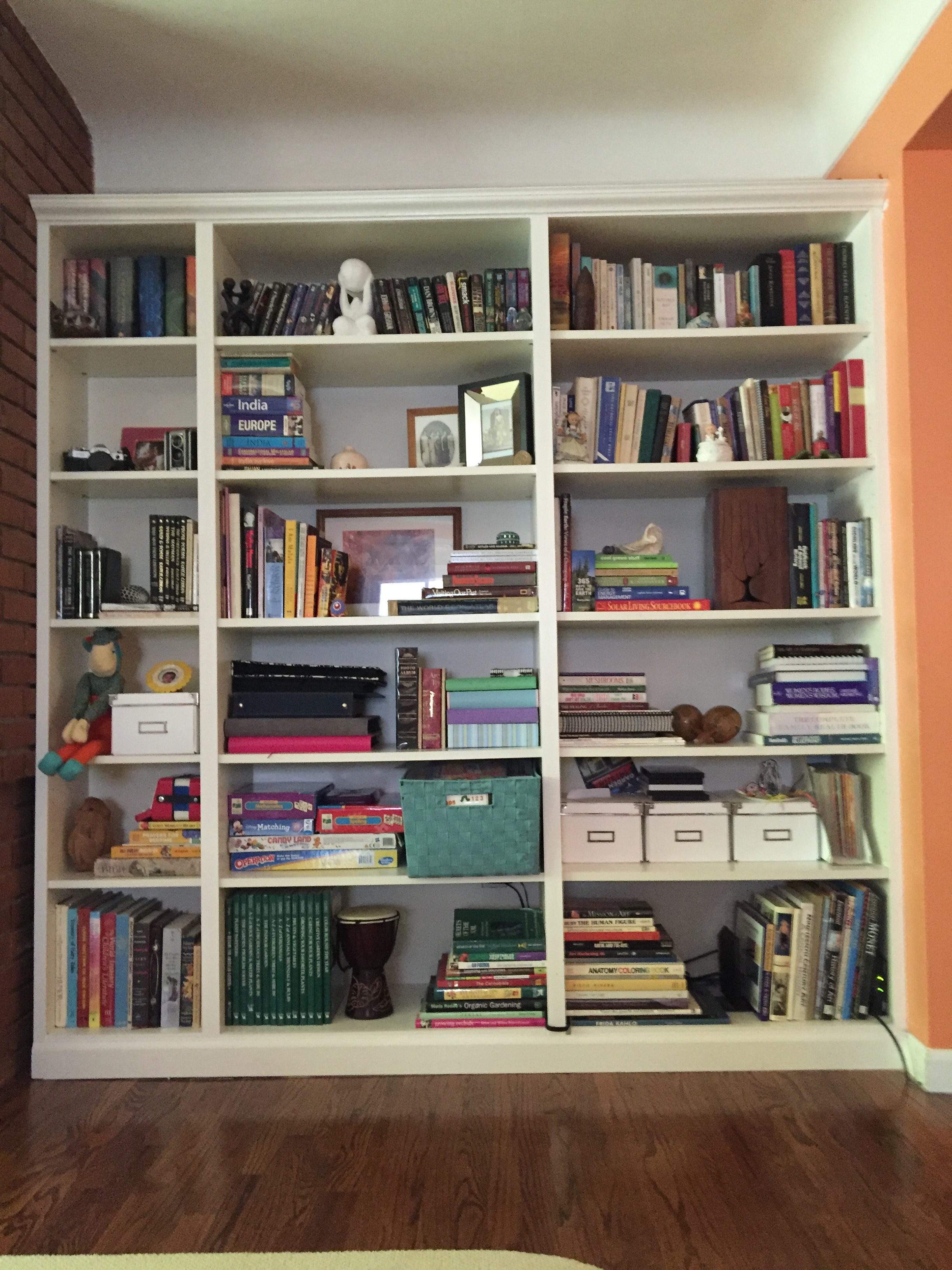 The right side bookshelf......