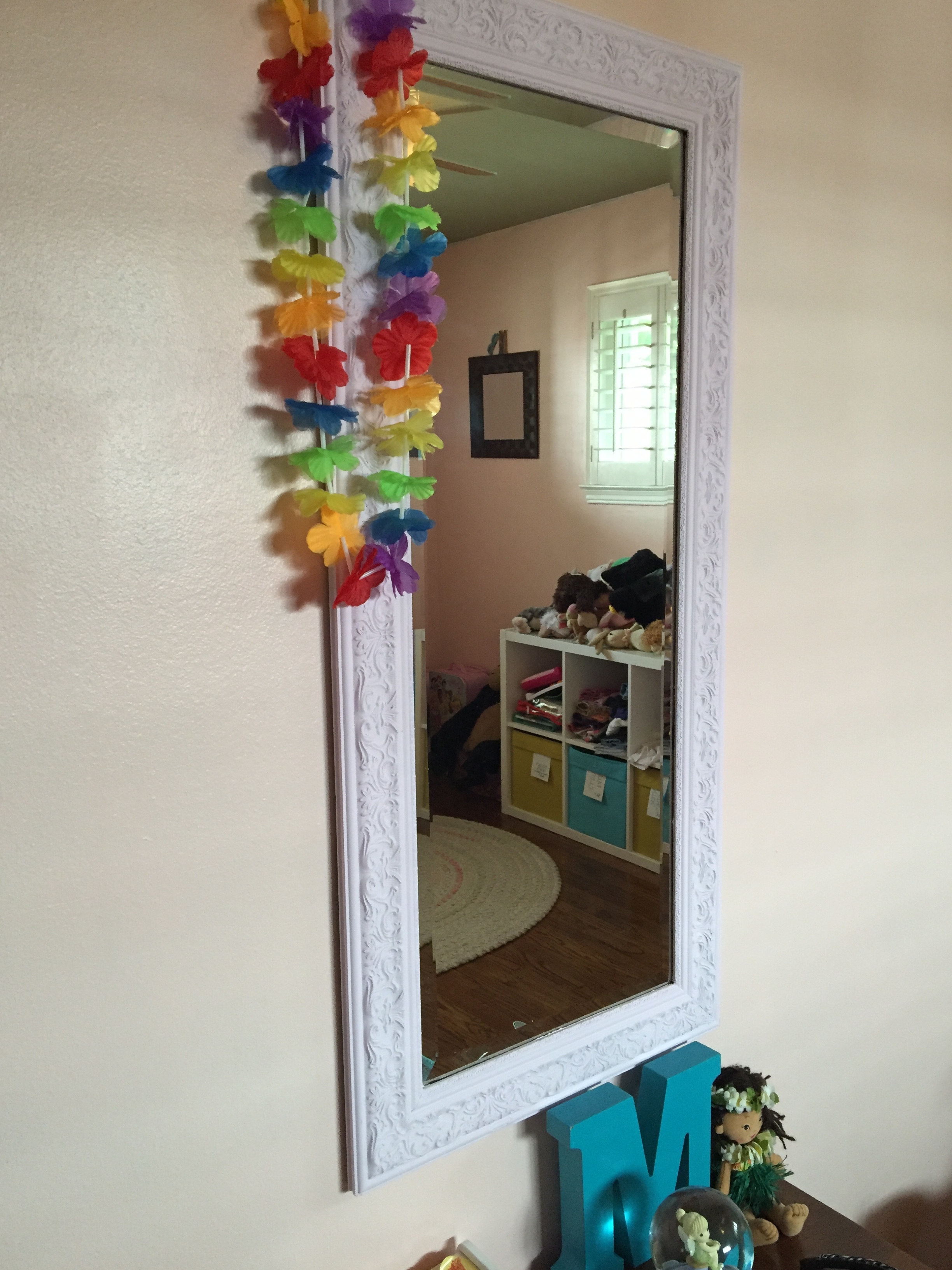 On the left is the formerly black mirror that was in the before pictures. Meena can check herself out in this mirror before school in the morning ;) Mirror: Belonged to my hubby before we got married (I think. Otherwise, it just appeared out of thin air and we've been using it ever since.)
