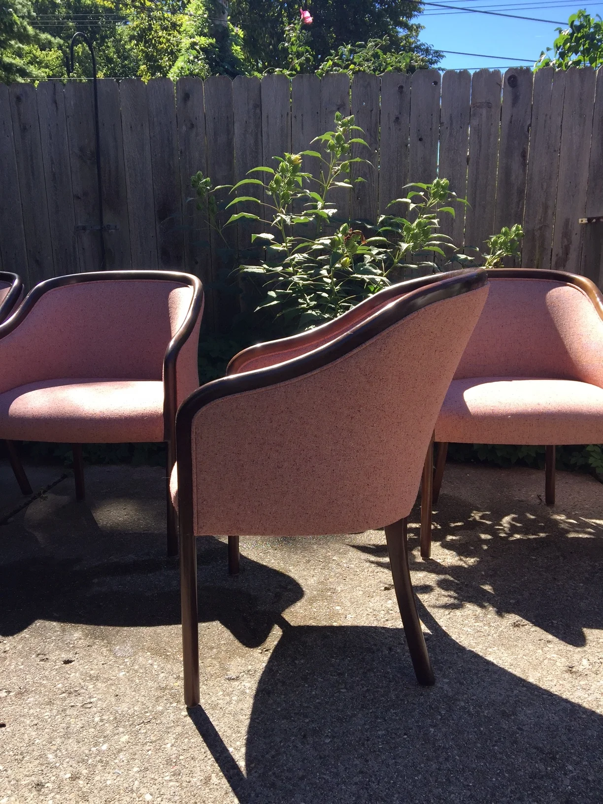 SOLD - Set of 8 Rose Pink Wool Upholstered Side Chairs