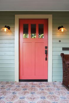 Image Credit: Pinterest This coral is more pink (yum!). And, how do I get a patterned porch like that?! Love it.