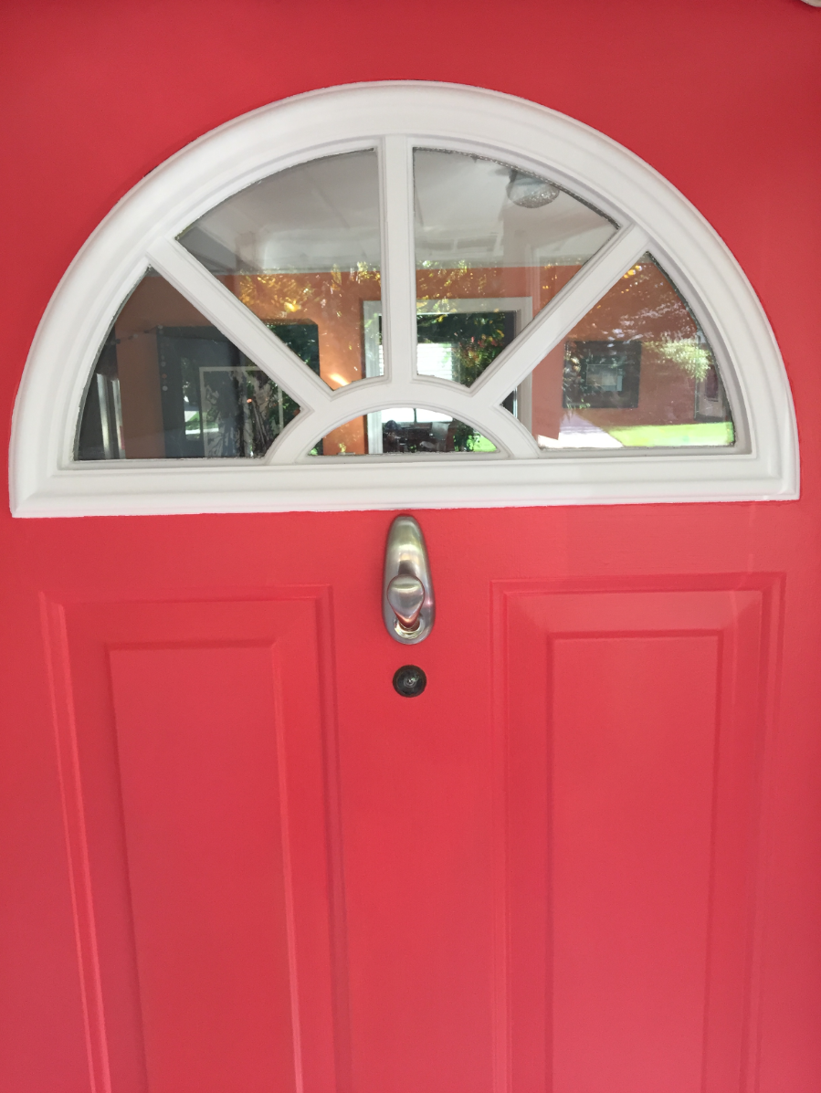 And here's a close-up of the little window at top. I repainted that trim in Behr, New House White.