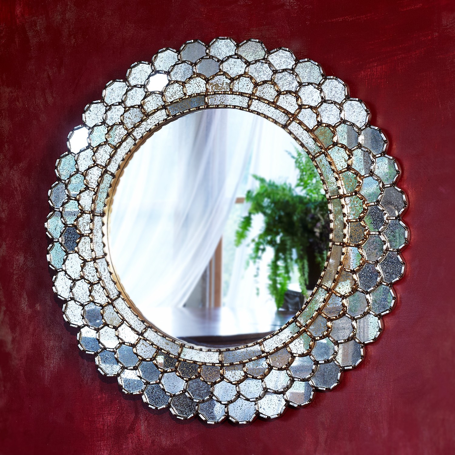 Glowing Petals Mirror - $395 - wood and mirror