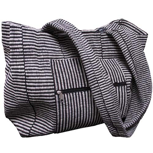 Cotton Weave Tote to Go - $40 - This is soooo cool. I love black and white stripes! - Made in India