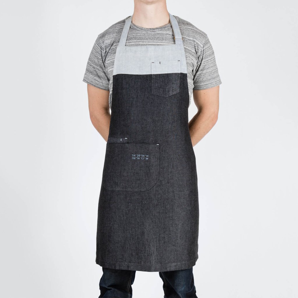 The Rowan Apron - $85 - Handmade in Northern Ireland from Irish linen with adjustable brass slide, waist ties, and pockets.