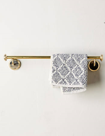 ALVEAR SMALL TOWEL BAR from Anthropologie - limited quantities available - $50 on sale - brass and natural horn