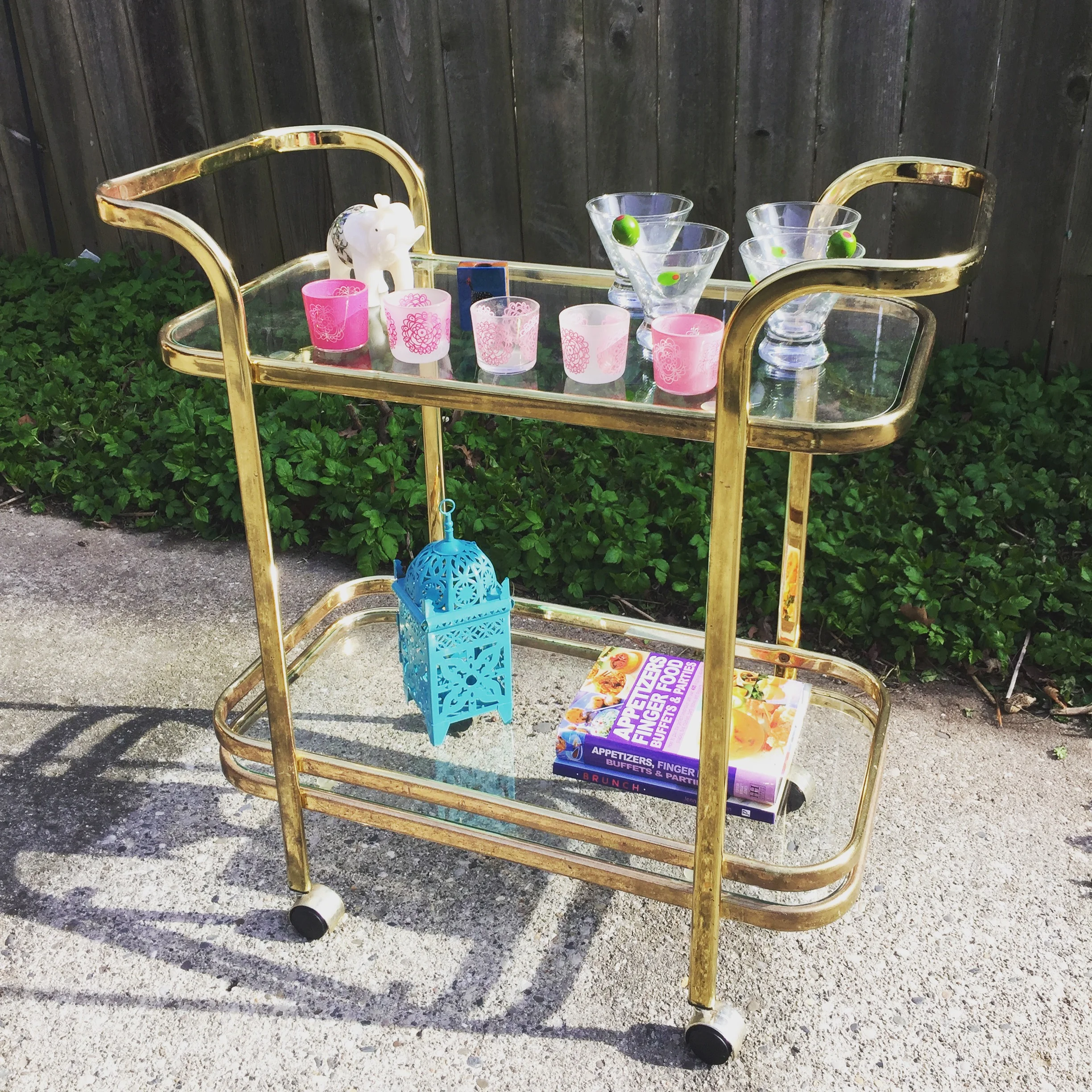 SOLD - Vintage Gold Bar Cart