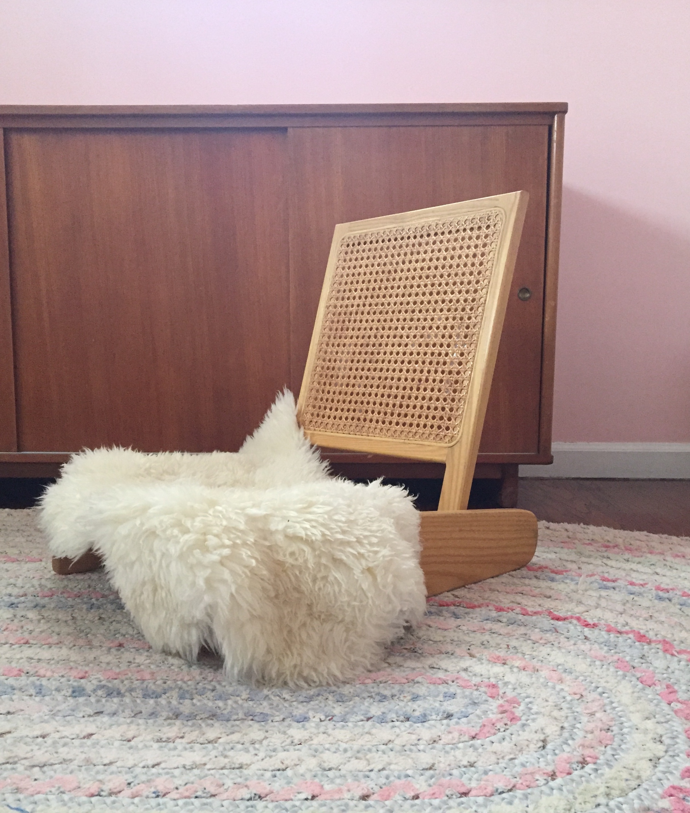 SOLD - Folding Cane and Oak Chair/Seat