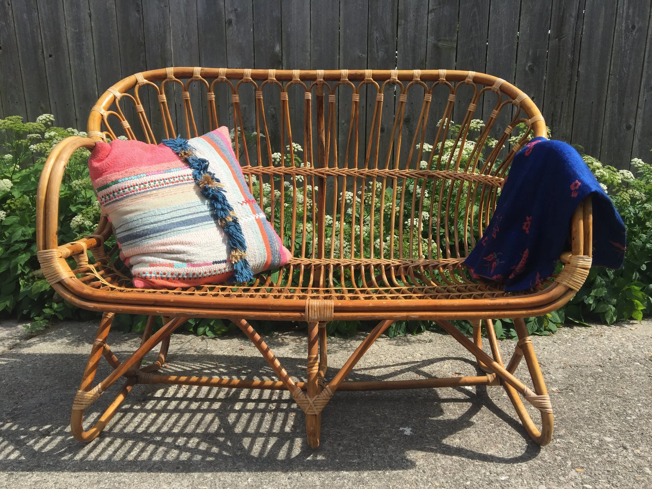 SOLD - Vintage Franco Albini Rattan Settee #3
