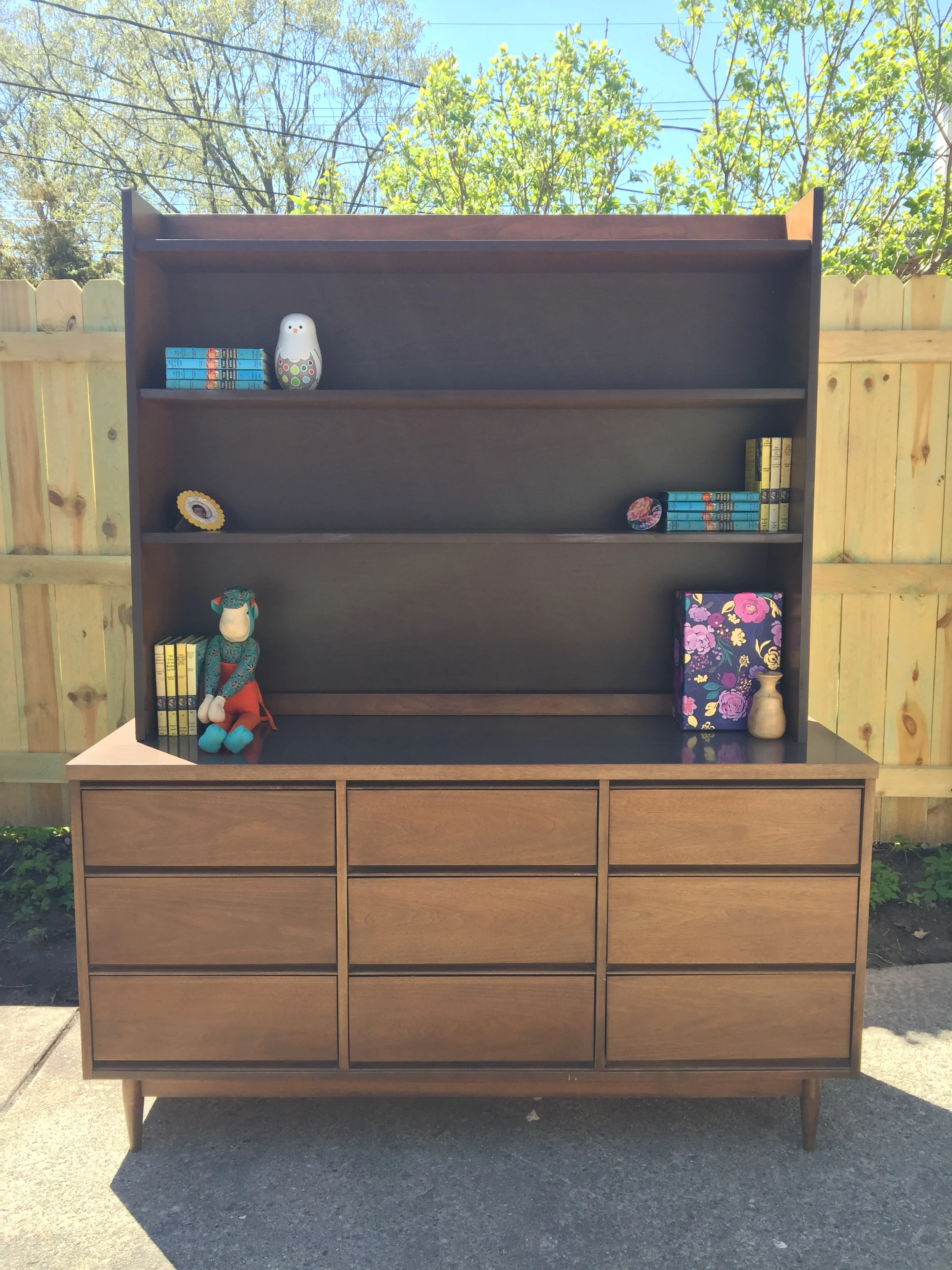 SOLD - Vintage Dresser + Bookcase + Desk + Chair Set