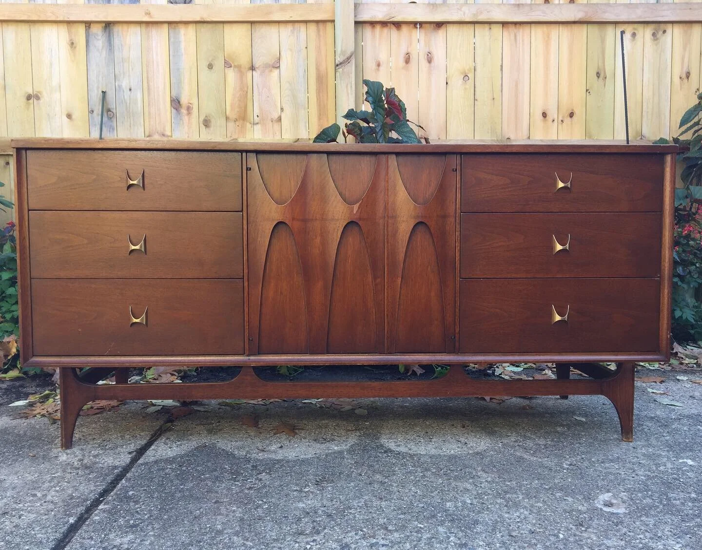 SOLD - Broyhill Brasilia Long Dresser + 2 Mirrors
