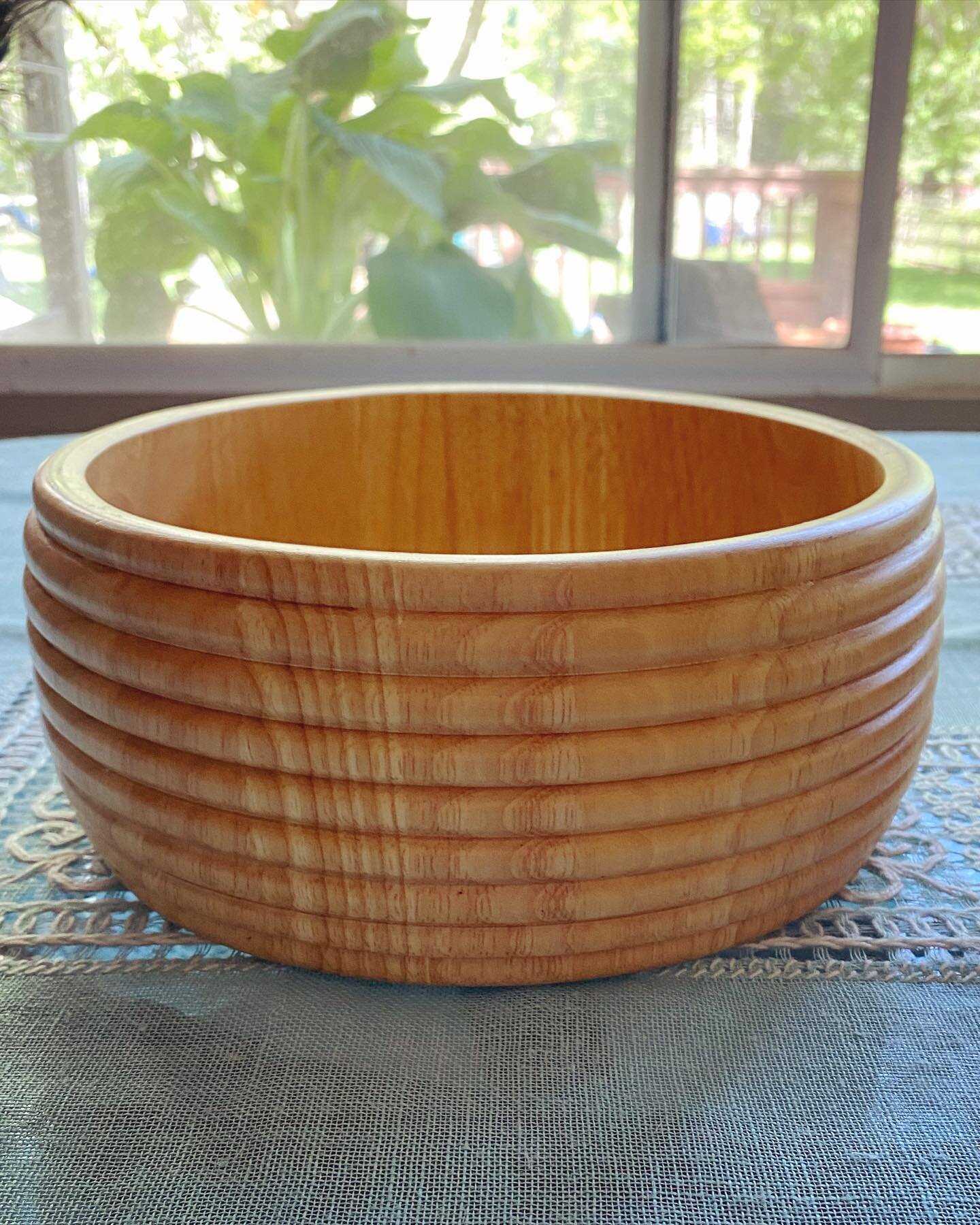 ✨FOR SALE:✨
Deep wood bowl with beautiful grain. I love the color of this wood and I like the ribbed detail on the outside. It reminds me of a beehive. This is a great bowl for fruit or whatever you want to use it for! Perfect condition.
9.5&rdquo; w