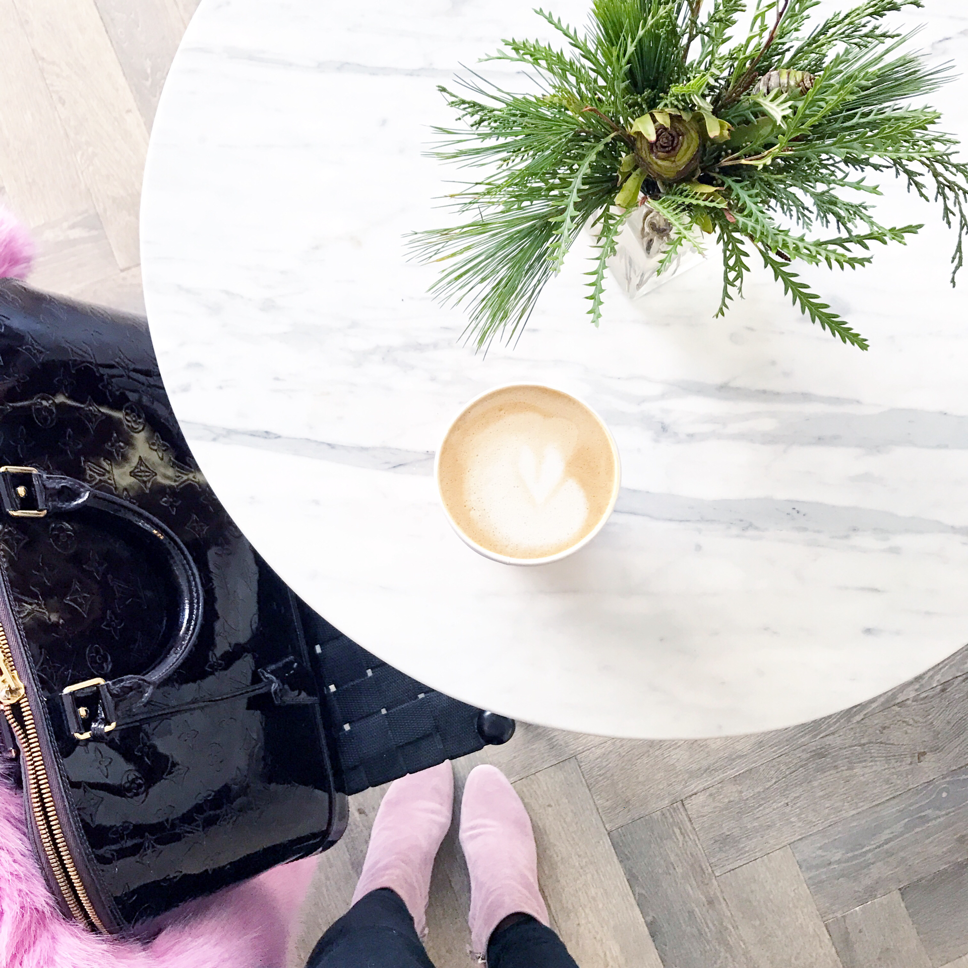 These marble top tables make enjoying a heart shaped coffee even better! Quirk totally feels like home to me!