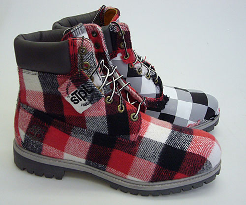 red checkered timberlands