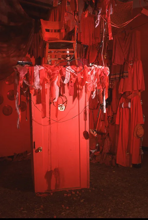 My pedestal. I sat in the chair naked (painted red) and watched the movie "Ravenous" during the opening.