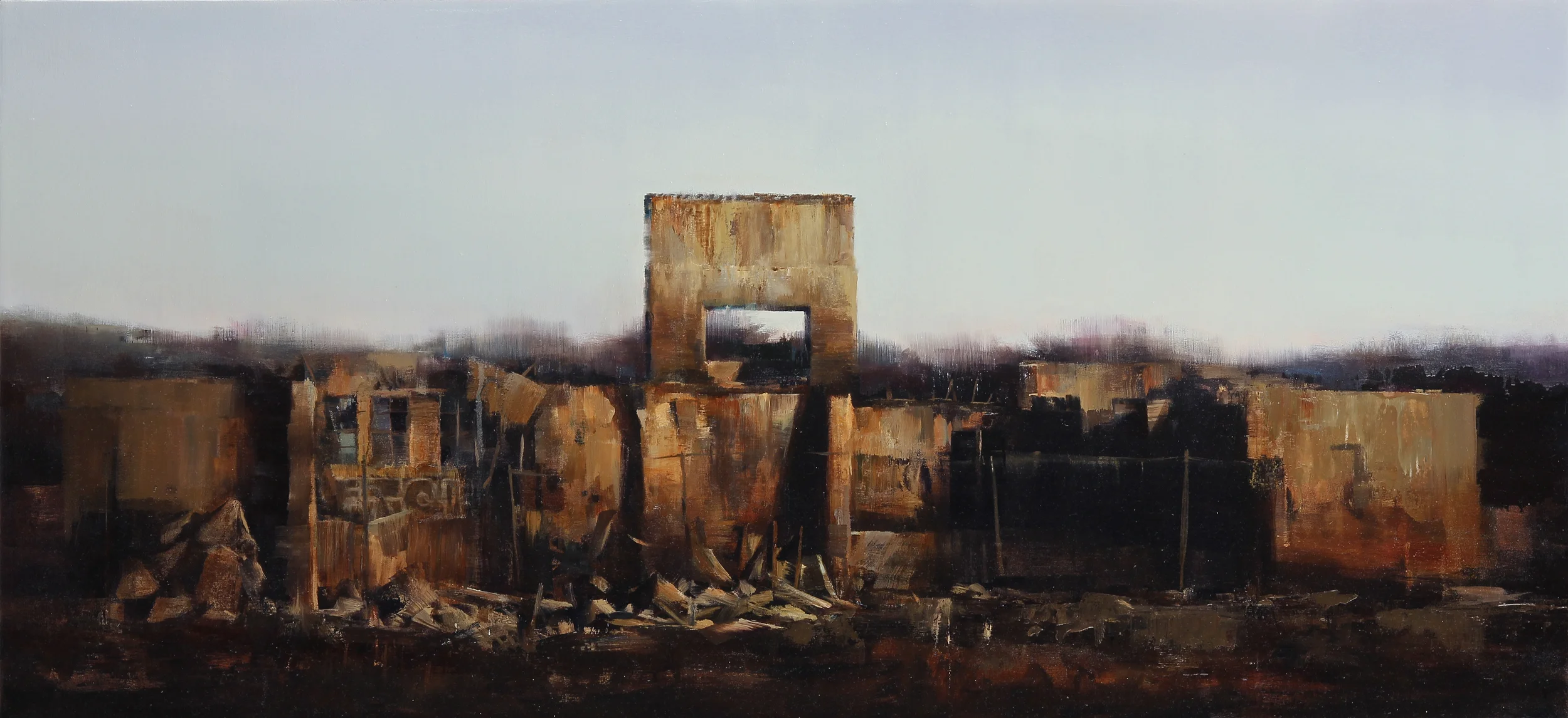  Fleishhacker Pool Ruins, 24" X 52", oil on canvas 