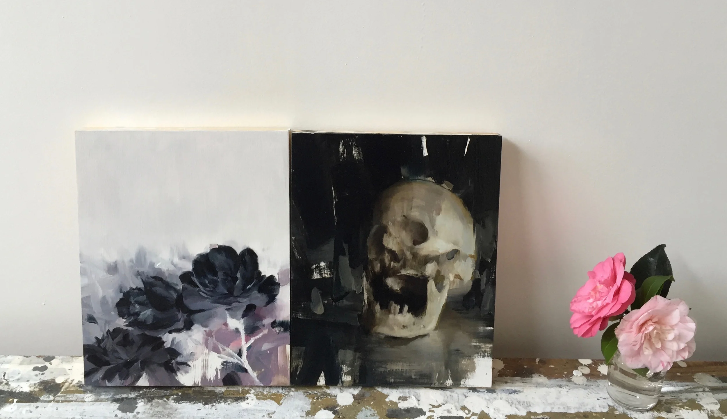 Memento Mori diptych, 10 X 16 inches, oil on panel