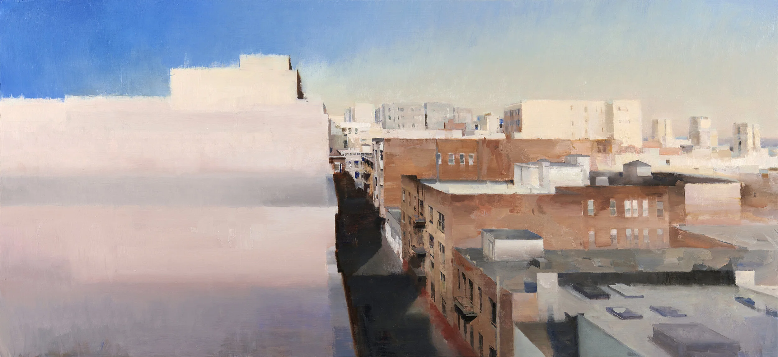  Shadows in an Alley, 23” X 50”, oil on panel 