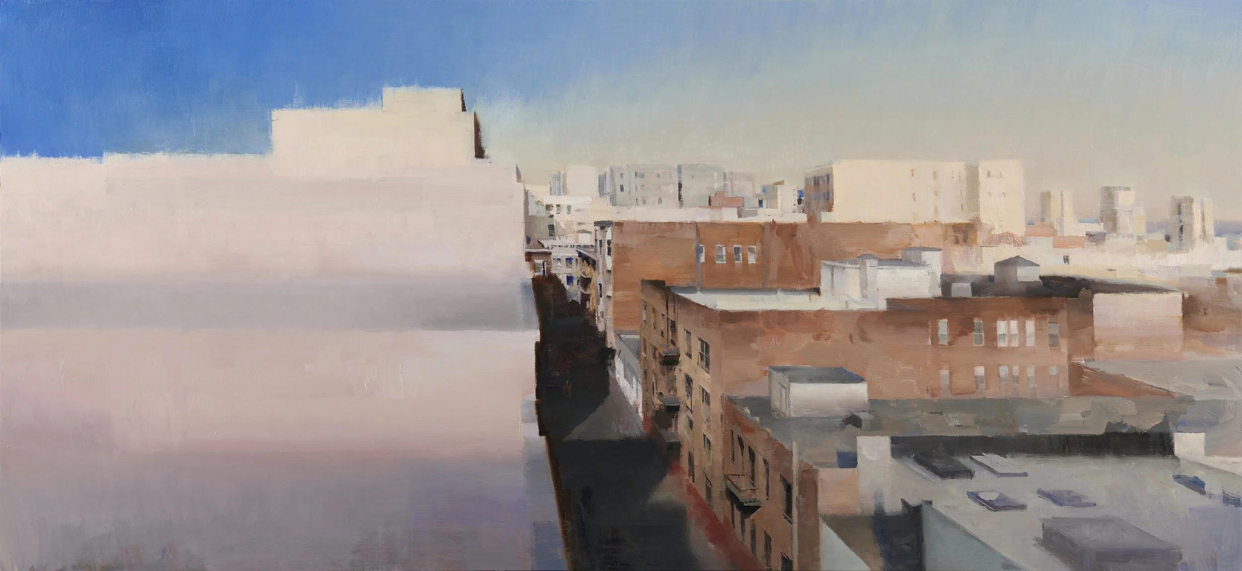  Shadows in an Alley, 23” X 50”, oil on panel  