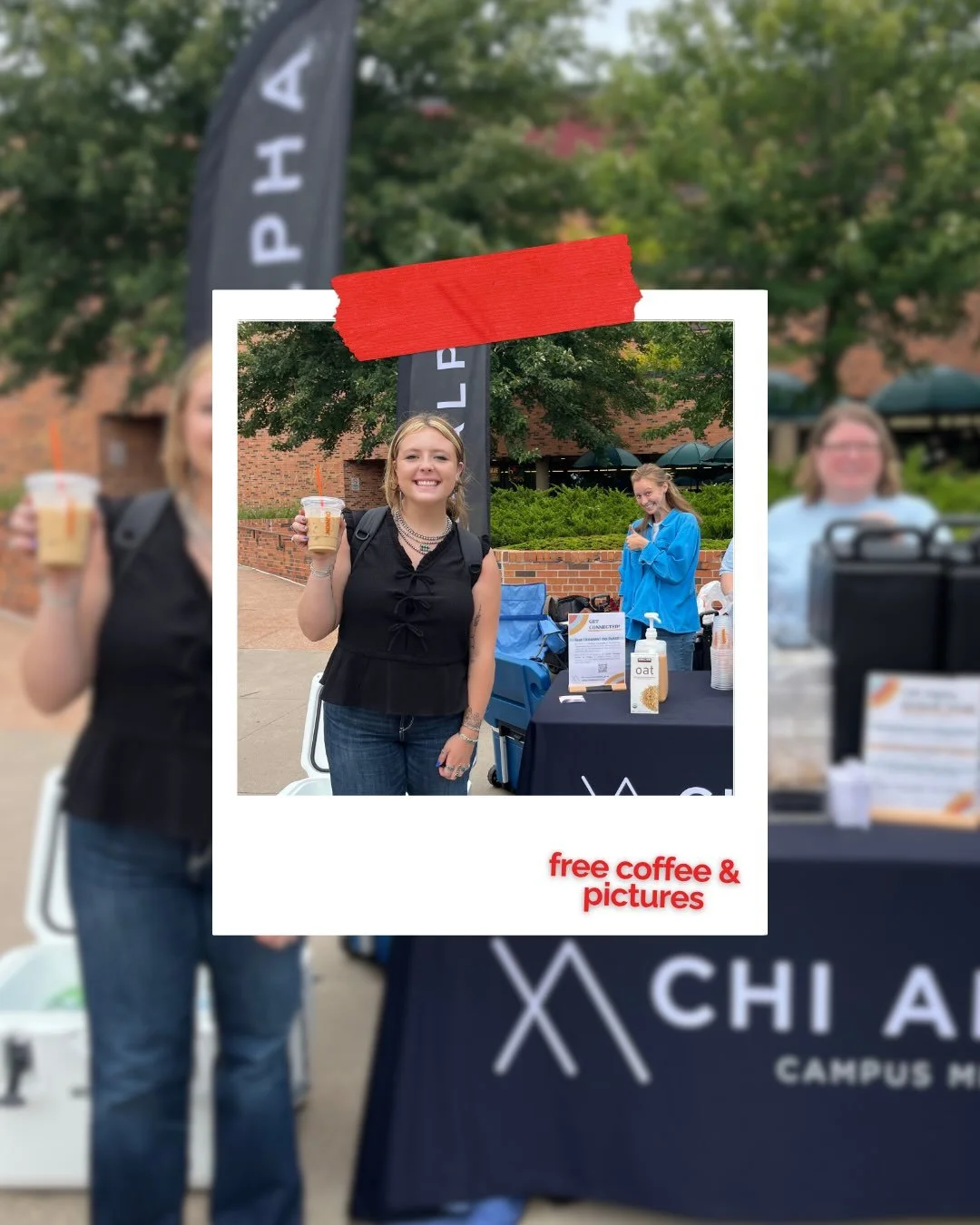 thinking about first day jitters? we want to help!! come grab FREE coffee on Tuesday to start your semester and take a picture to send to your family☕️📸