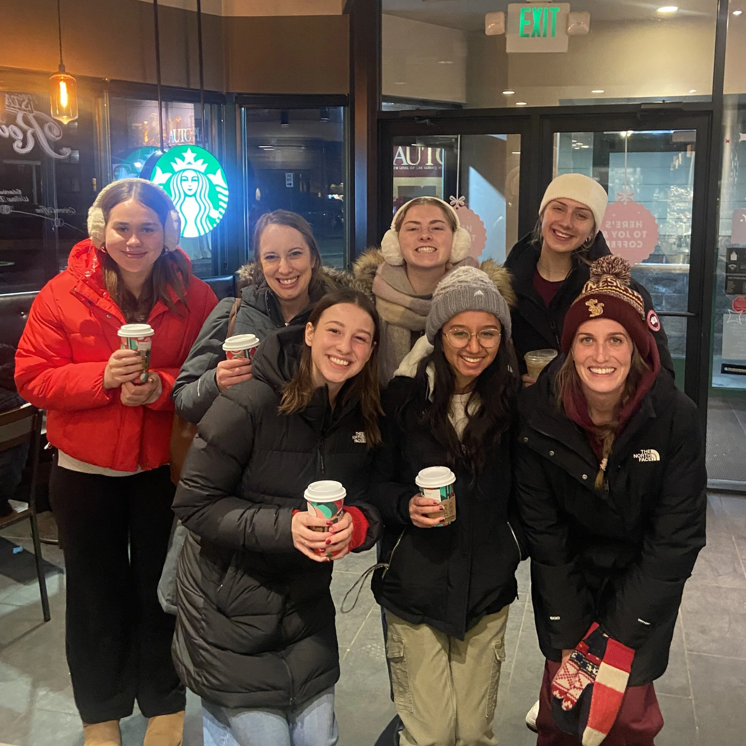 Small group of students getting coffee