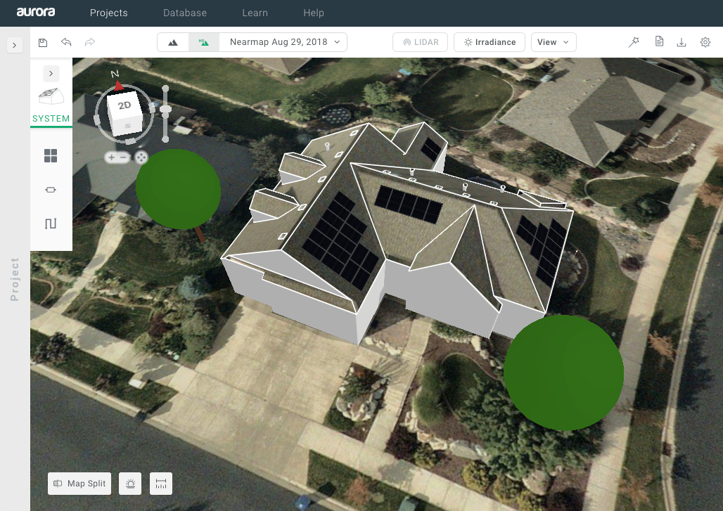 Screenshot of the Aurora Solar 3d system designer