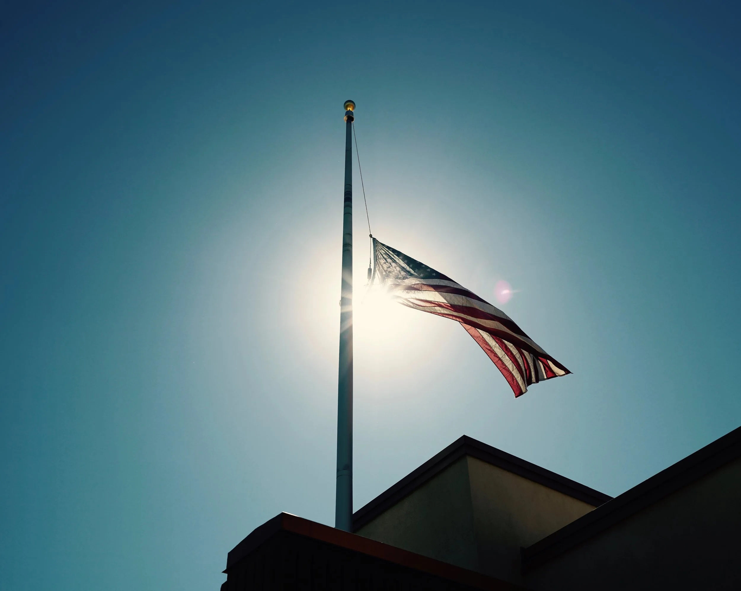  Flag in front of The Las Vegas Metro Police Department South Central. One block south of The Mandalay Bay. First to respond. 