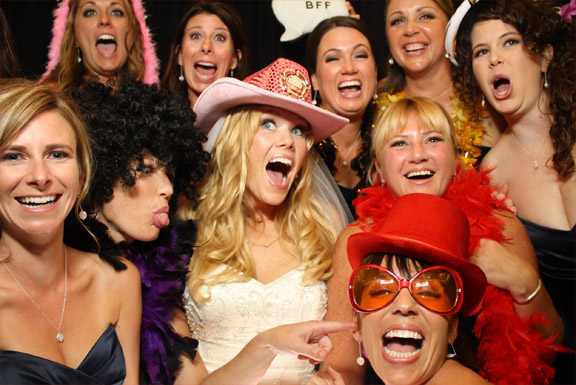 Bride and guests in Photo Booth
