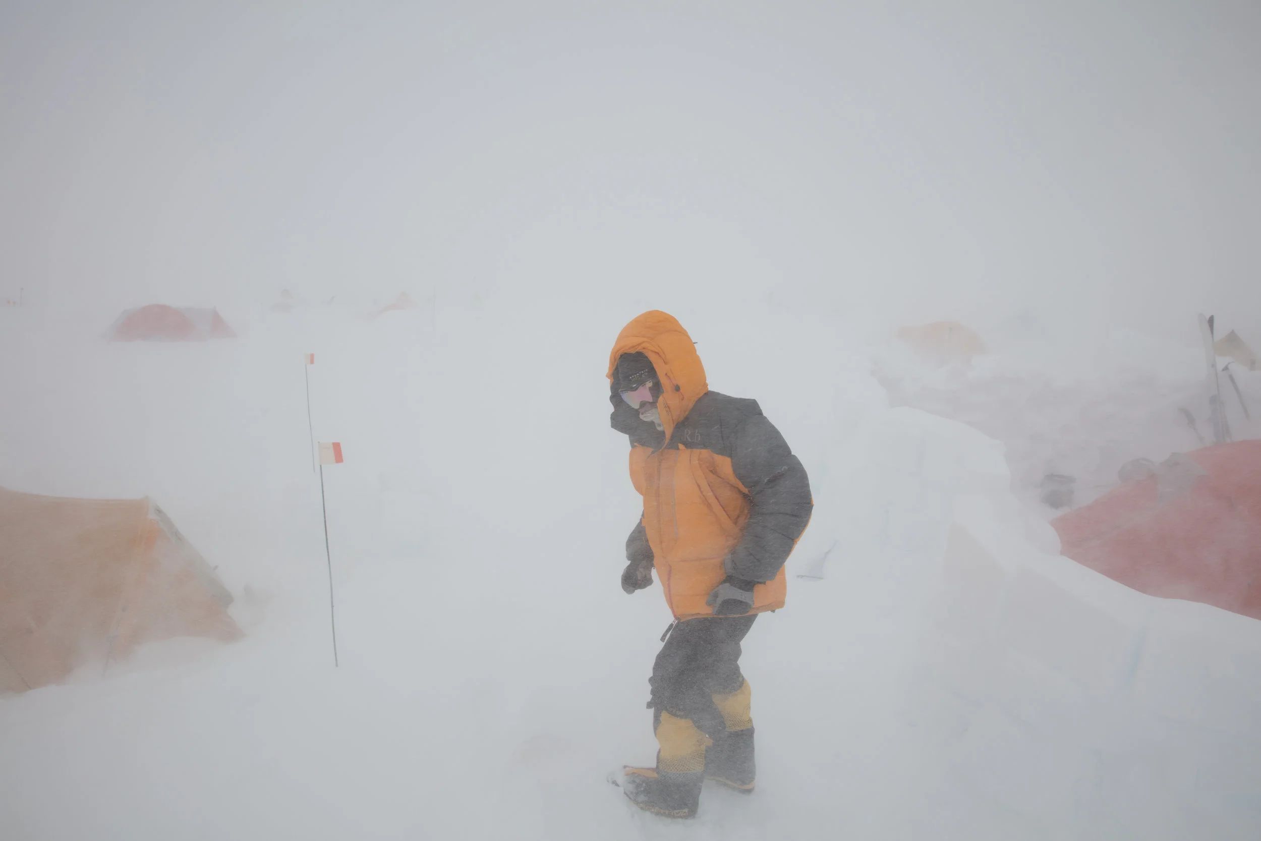 Getting some fresh air at camp 14,200ft during the 2 week storm.