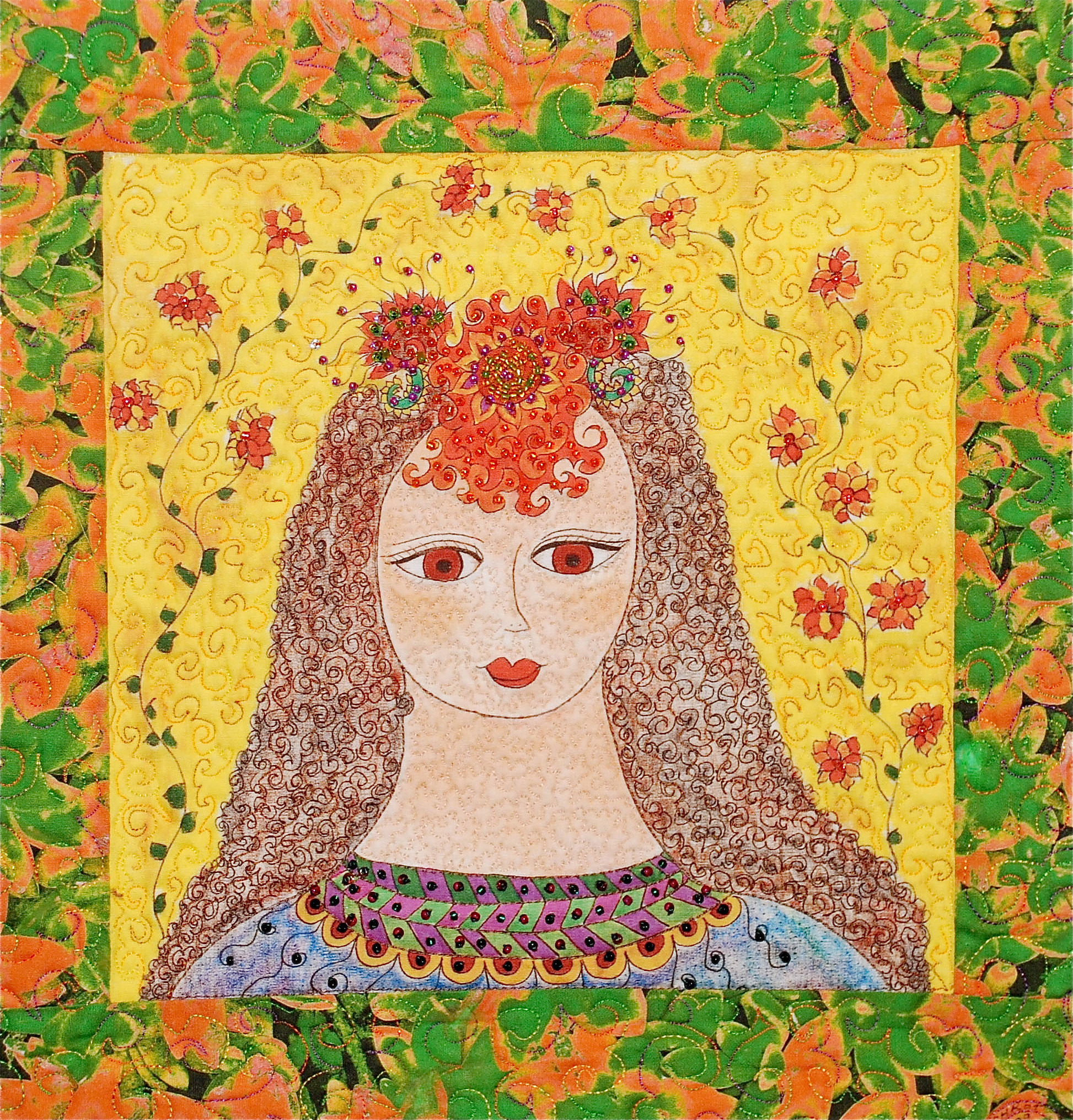 Woman With Orange Beaded Headdress