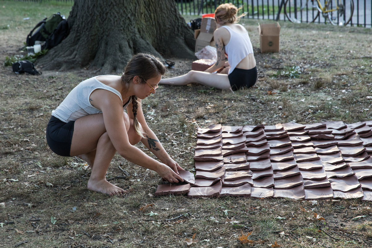 We laid the clay grid the same way we did in the first iteration. This time we used a red clay. 