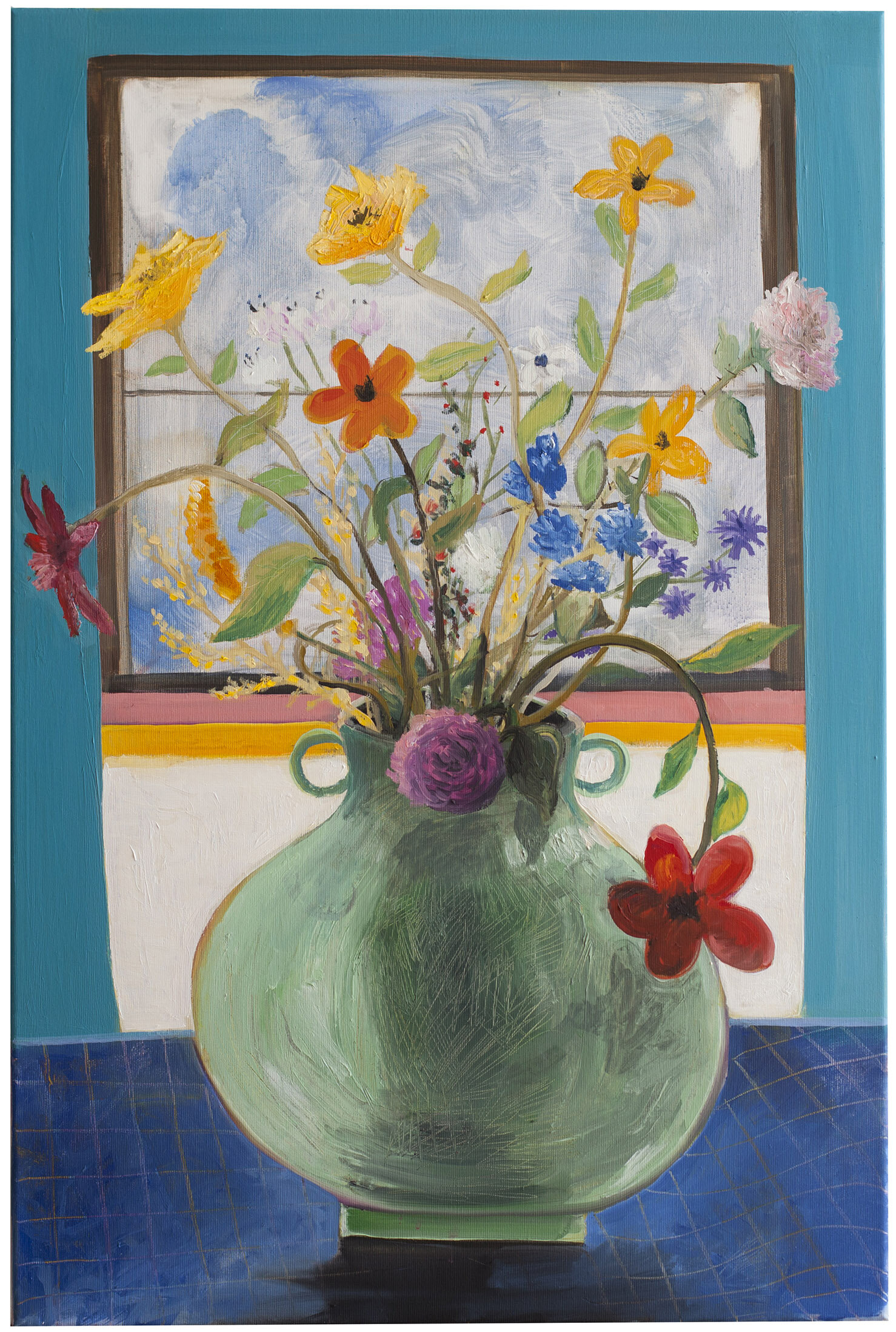  ‘Fake flower on a fake backdrop’ 2019, Oil on canvas, 60x90cm 