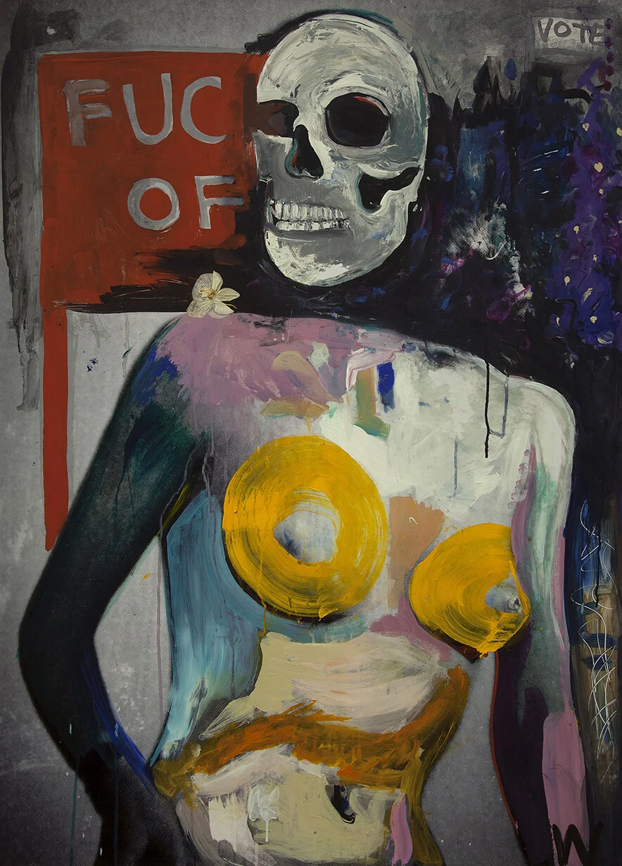 ‘Skeleton Lady’ 2018, Inkjet photograph & Acrylic, 85x115cm