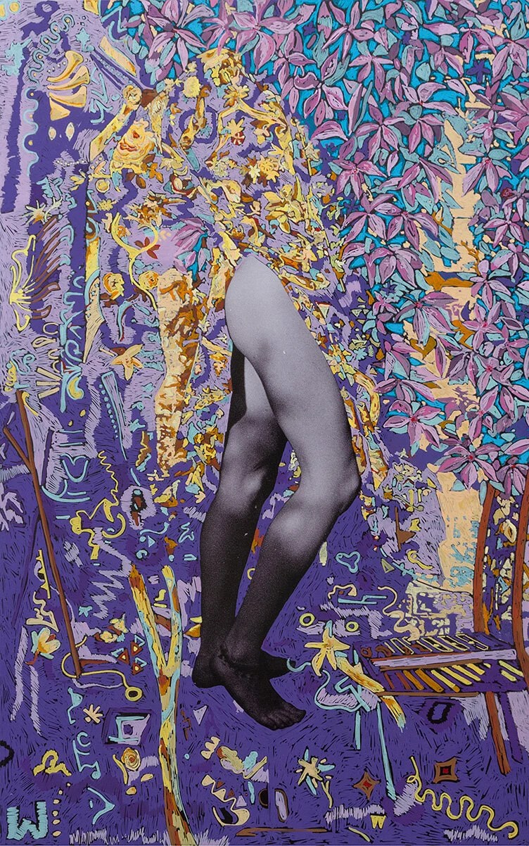 ‘Leg into Foliage’ 2016, Inkjet photograph & Acrylic, 106x70cm