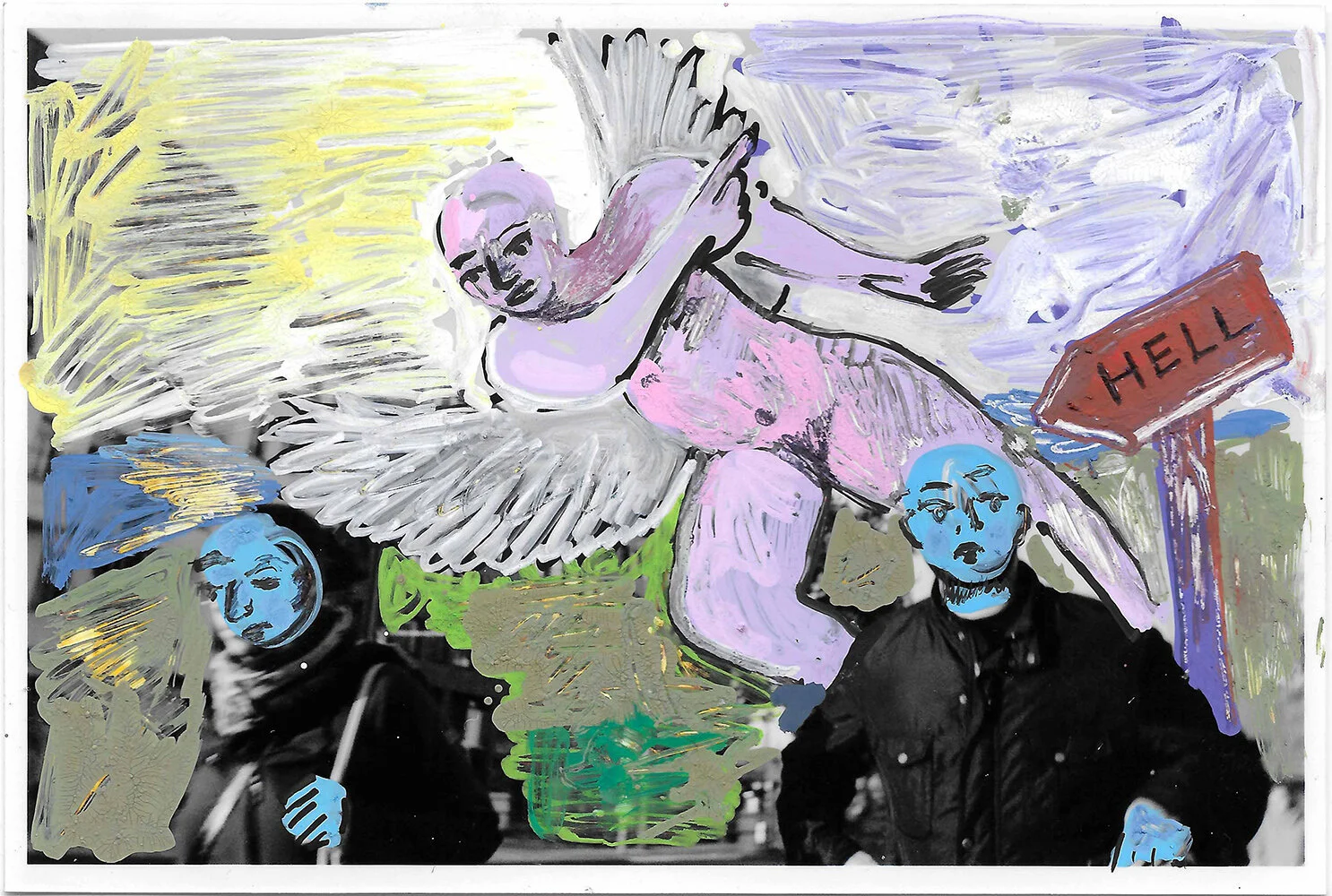 ‘You’re going the wrong way’ 2019, Berlin, Inkjet photograph & Acrylic, 10x15cm