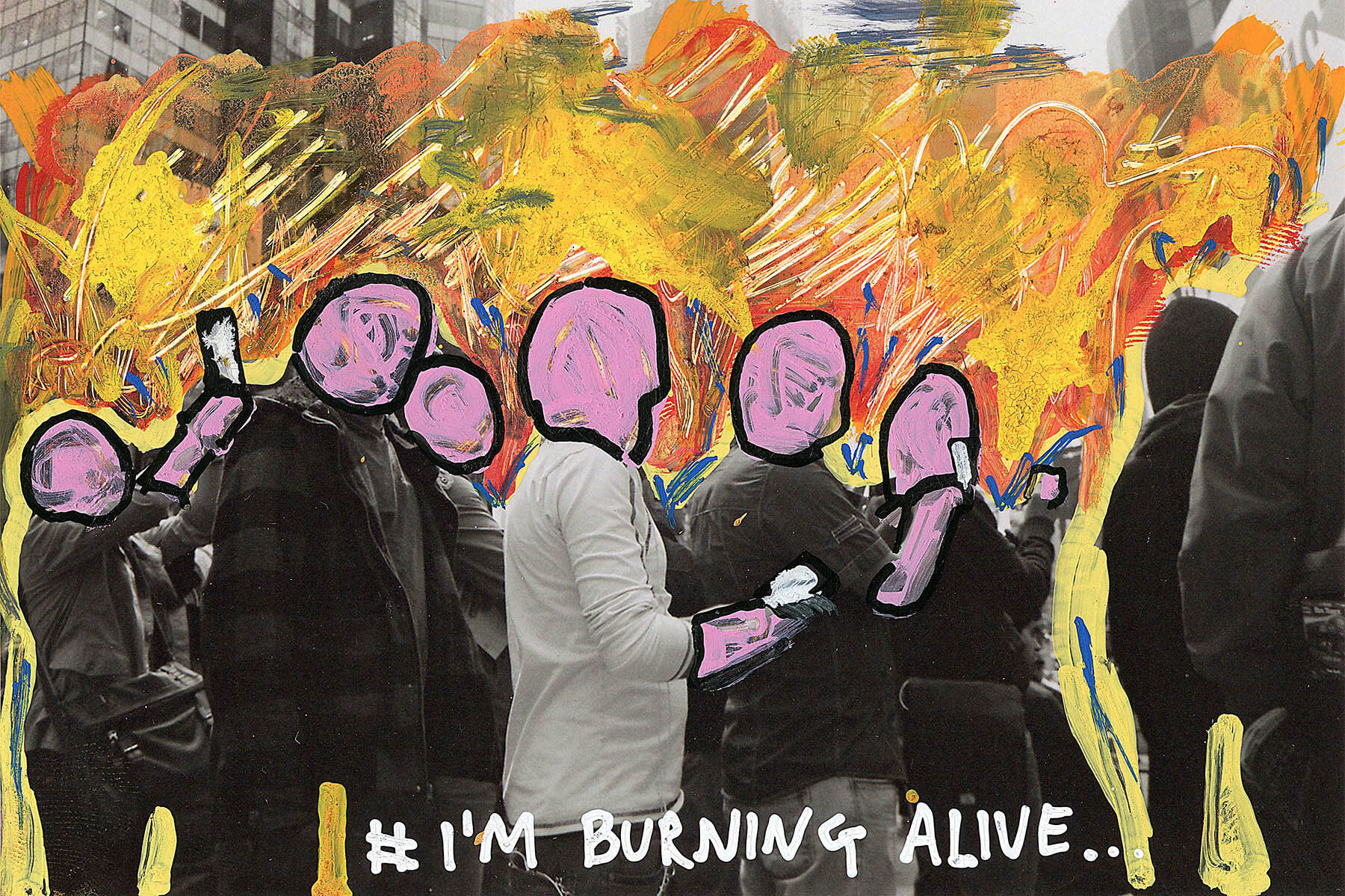  ‘I’m Burning Alive’ 2015, Berlin, Inkjet photograph &amp; Acrylic, 10x15cm 