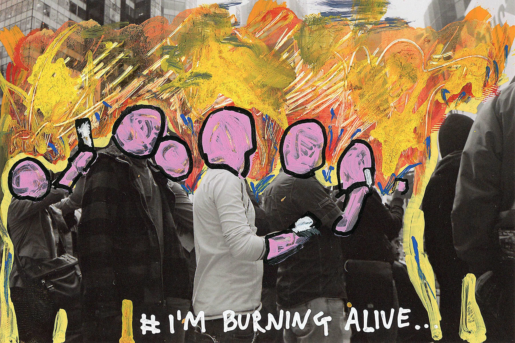 ‘I’m Burning Alive’ 2015, Berlin, Inkjet photograph & Acrylic, 10x15cm