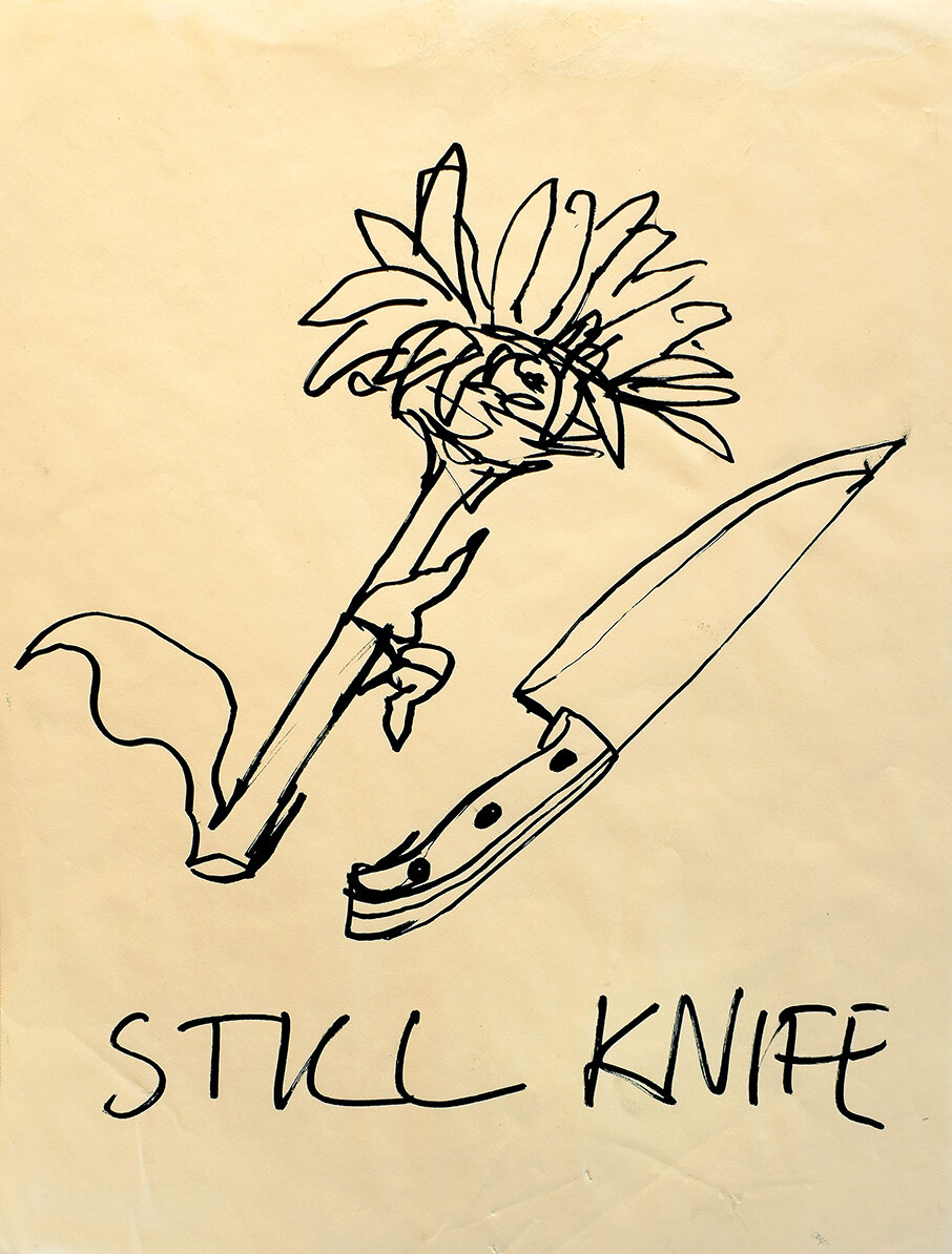  ‘Still Knife’ 2019, Acrylic &amp; Charcoal, 42x30cm 