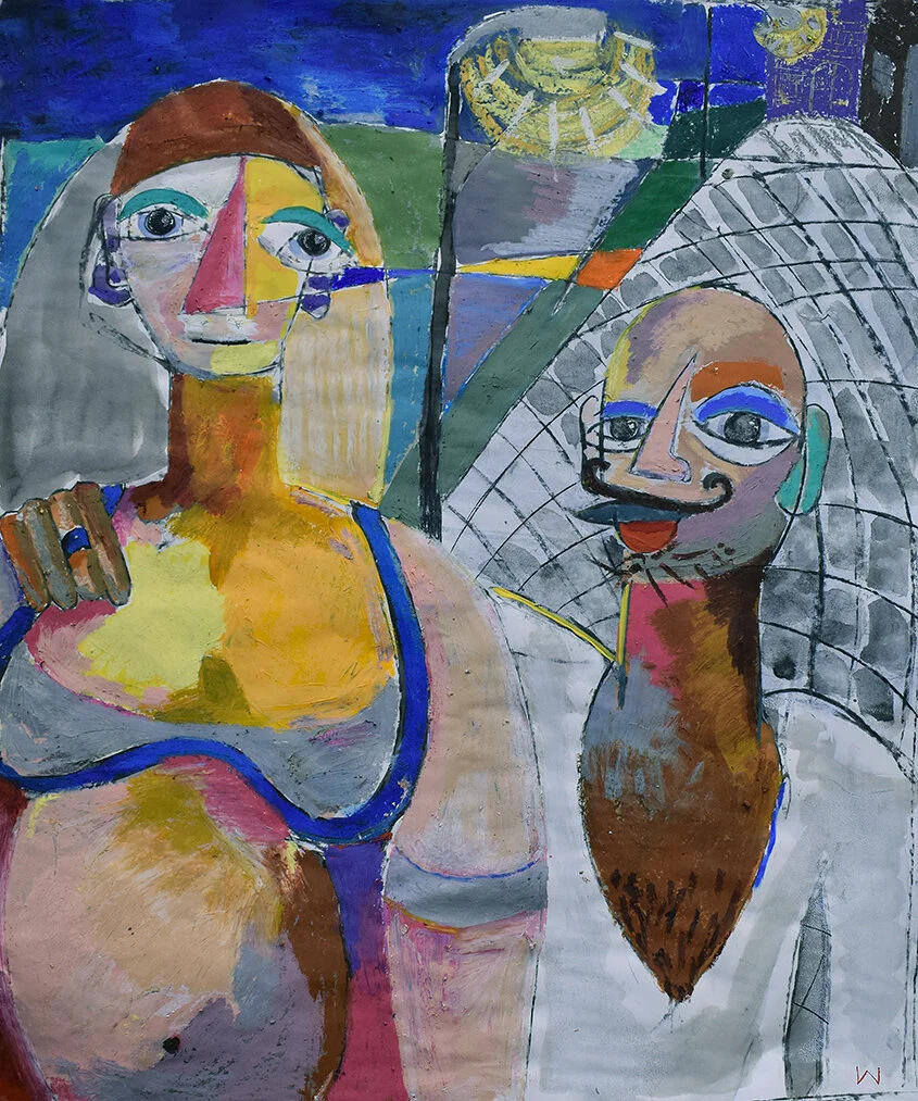 ‘Midnight Stroll’ 2018, Acrylic, Oil Pastel & Charcoal, 95x70cm