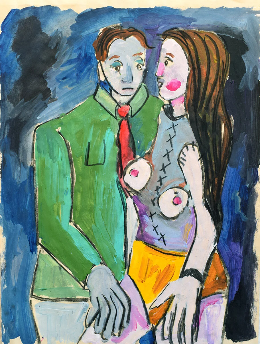 ‘Distracted minds’ 2018, Acrylic & Charcoal, 42x30cm