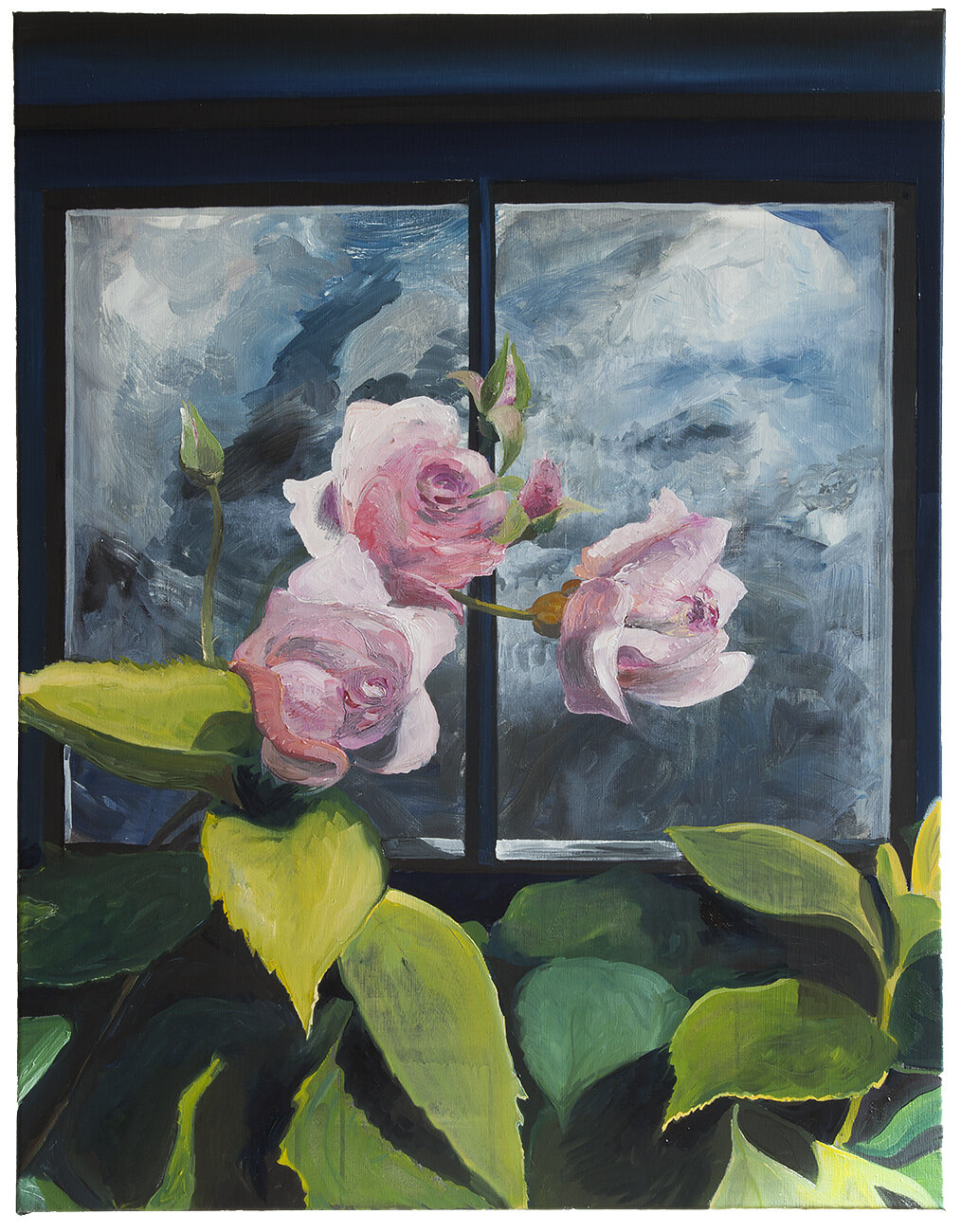  ‘Pink Roses Moody Sky’ 2019, Oil on canvas, 70x90cm 