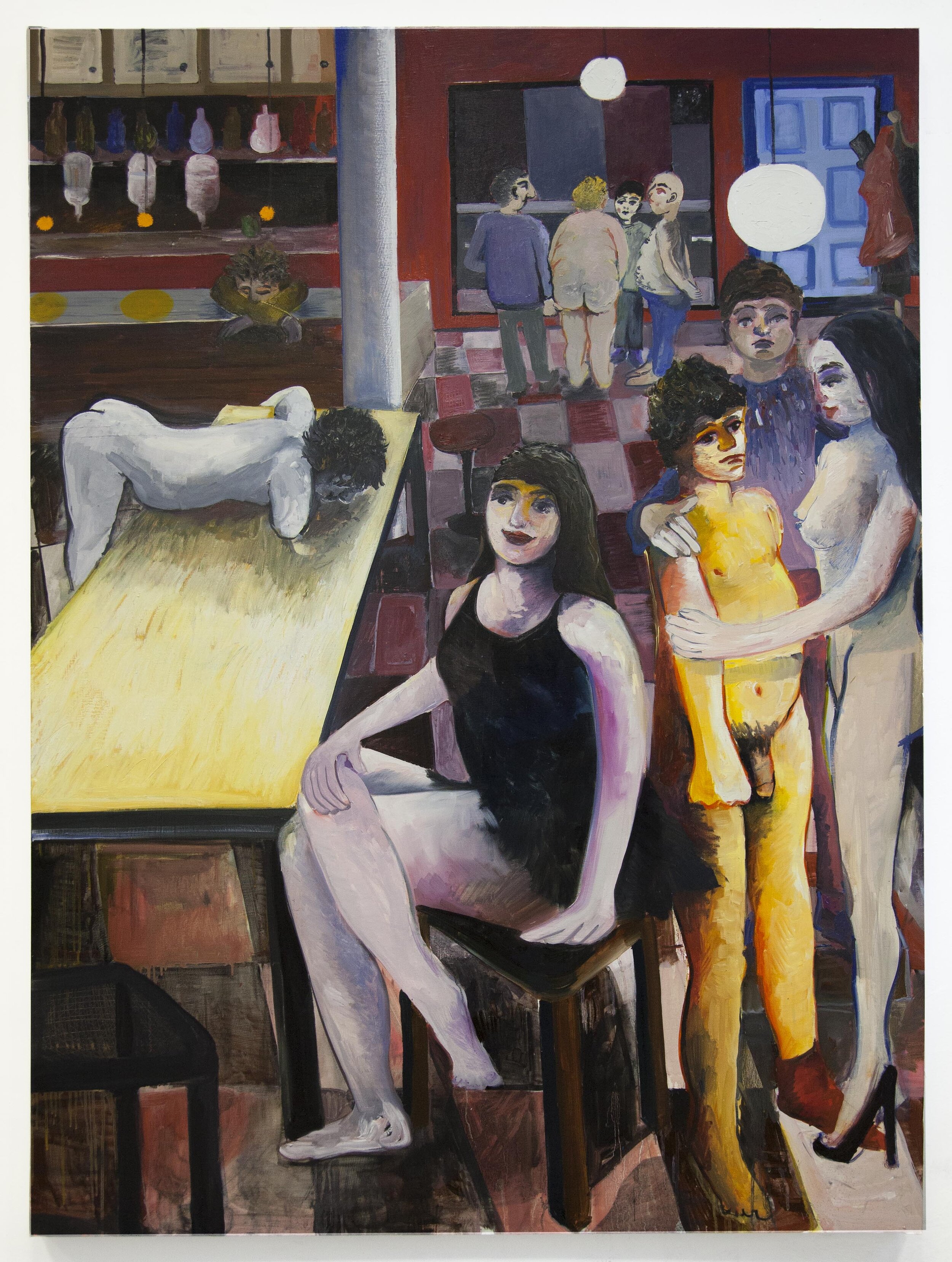  ‘4am and the bar turns up.’ 2019.  Oil on Canvas, 180 X 133 cm  