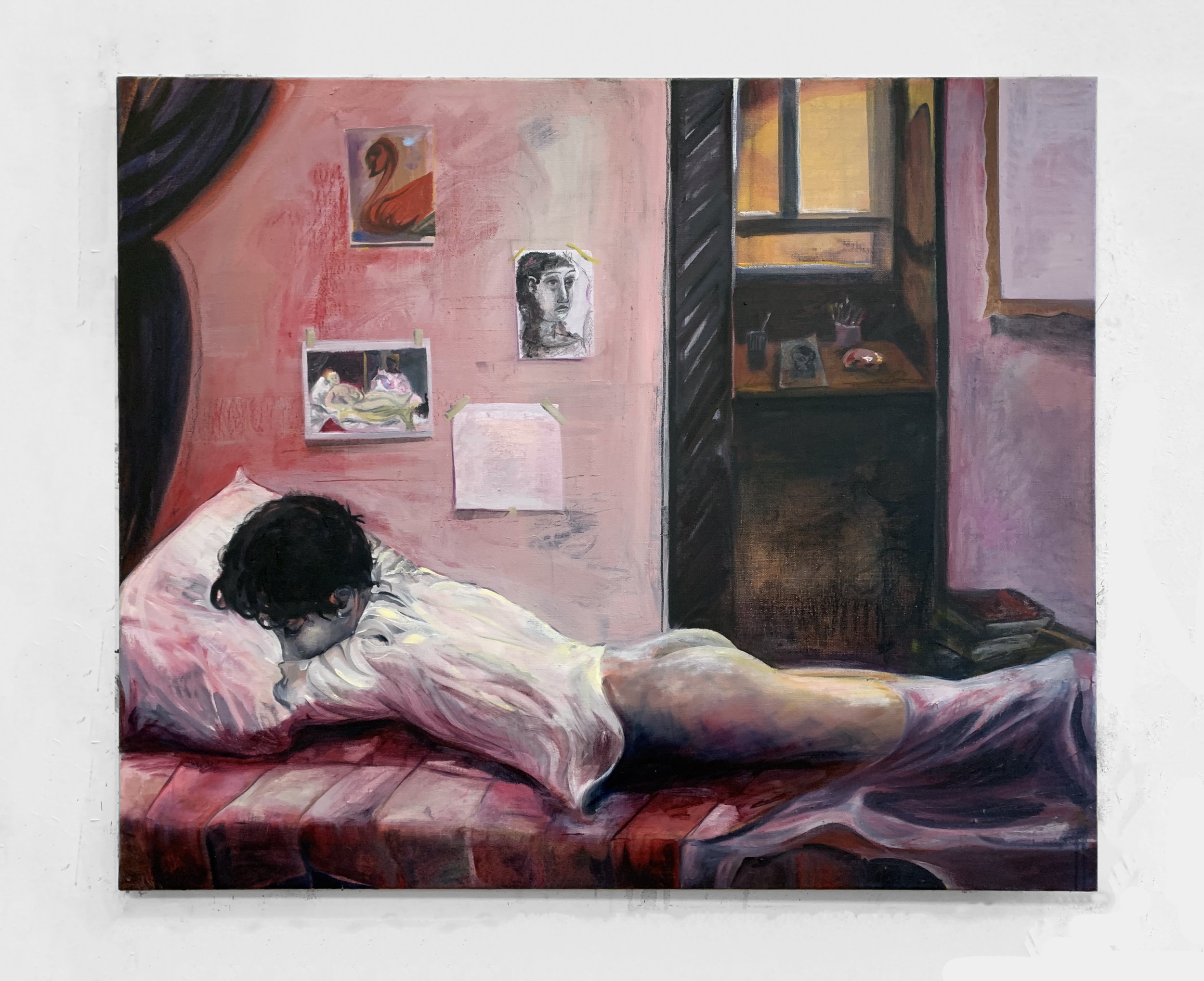  ‘The Artist Reclining’ 2023. Oil on canvas, 100X120cm 