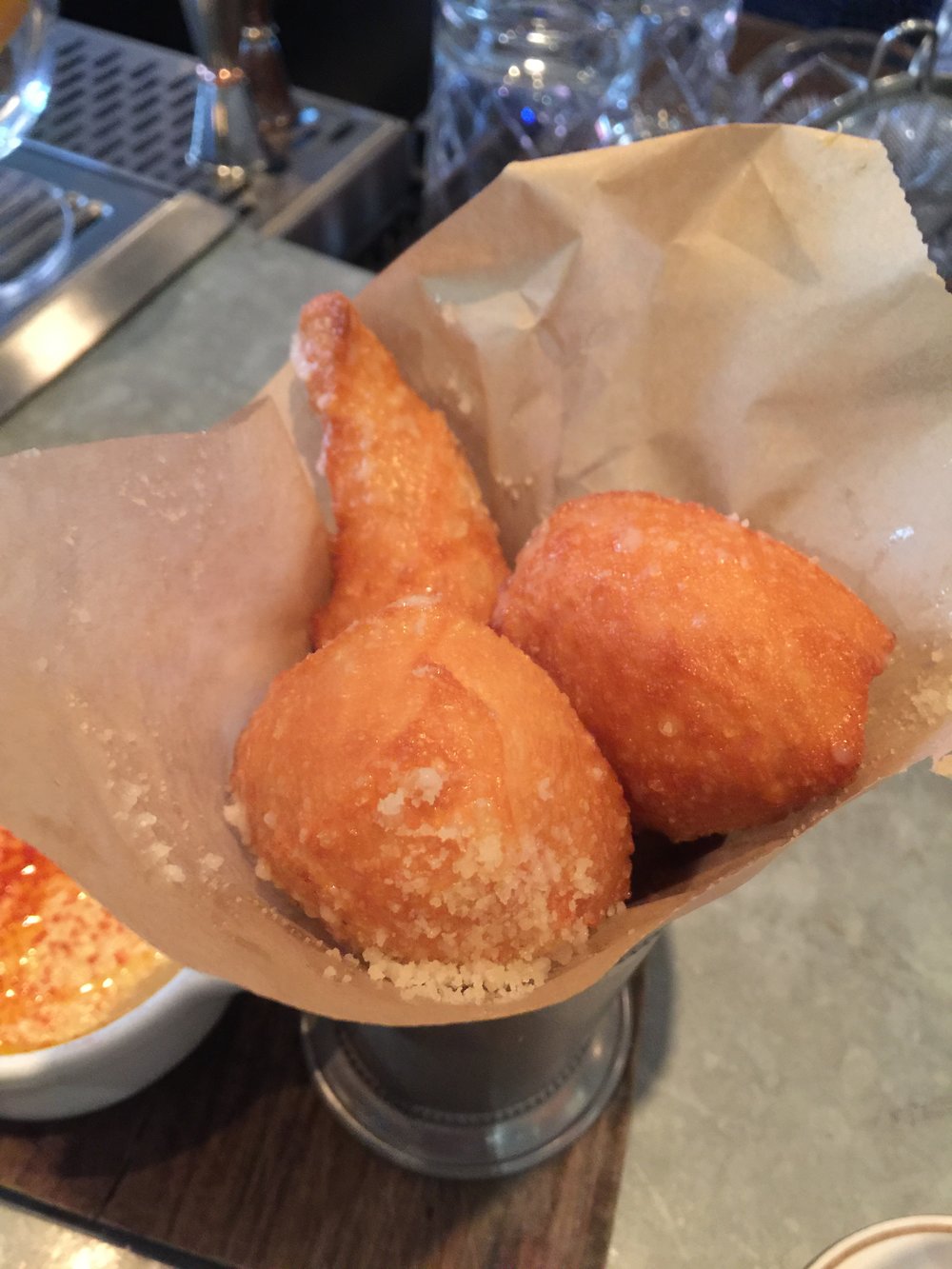 Warm parm zeppole