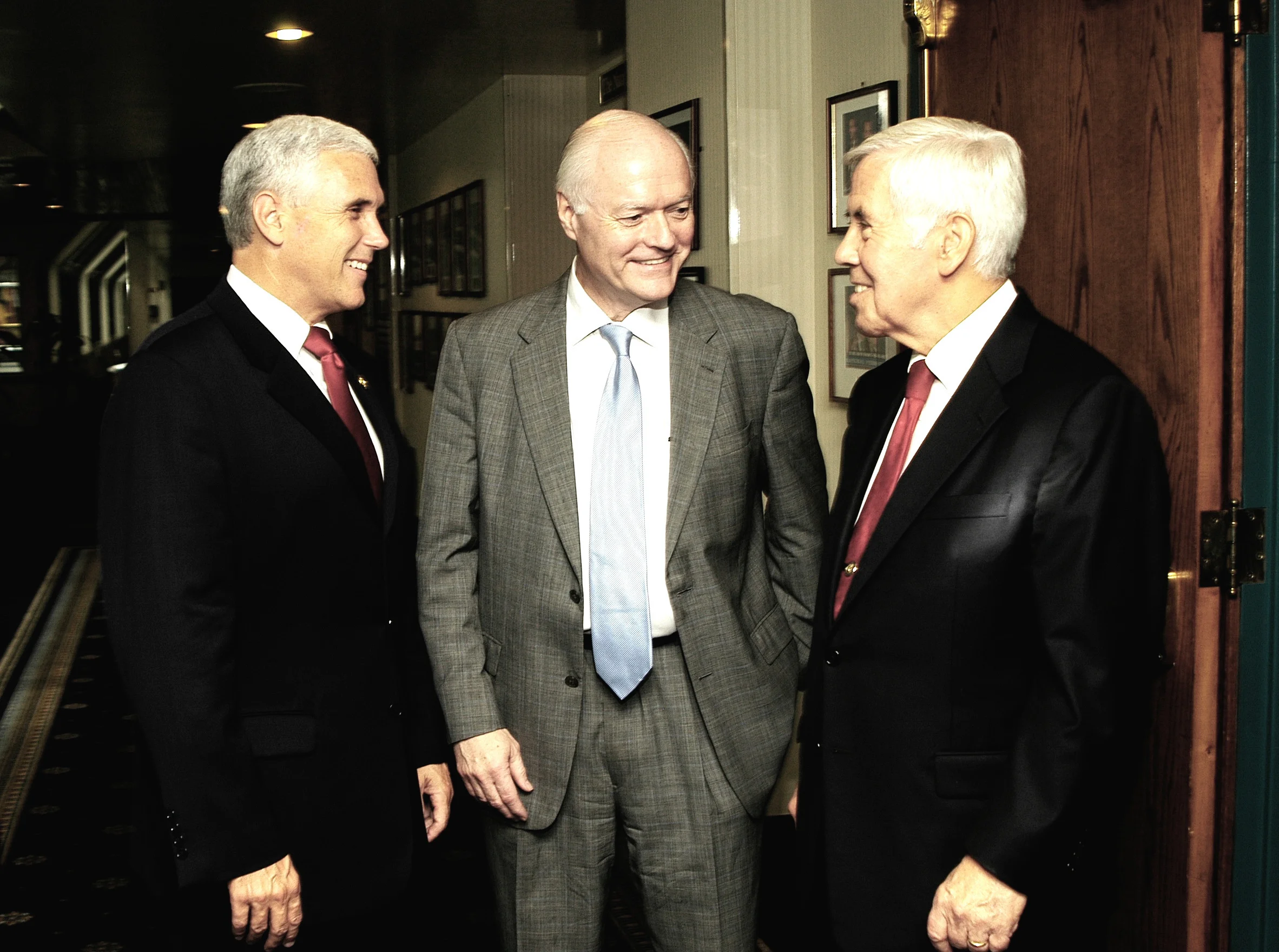 Vice President Mike Pence (left) and the late Senator Richard Lugar (right) at a private rewception.